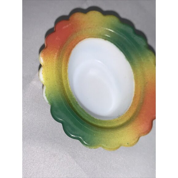 Vtg Mosser Mini Chicken on Nest Tie Dye Glass Salt Cellar Basket C880 - Picture 7 of 10